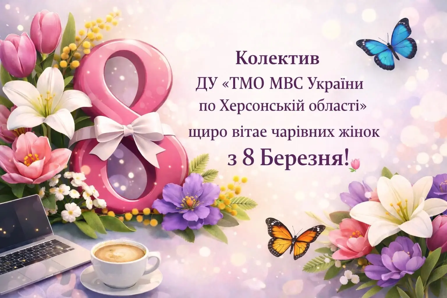 Зображення для новини Керівництво та профспілкова організація ДУ «ТМО МВС України по Херсонській області»  привітали колектив з Міжнародним днем боротьби за права жінок і міжнародний мир!