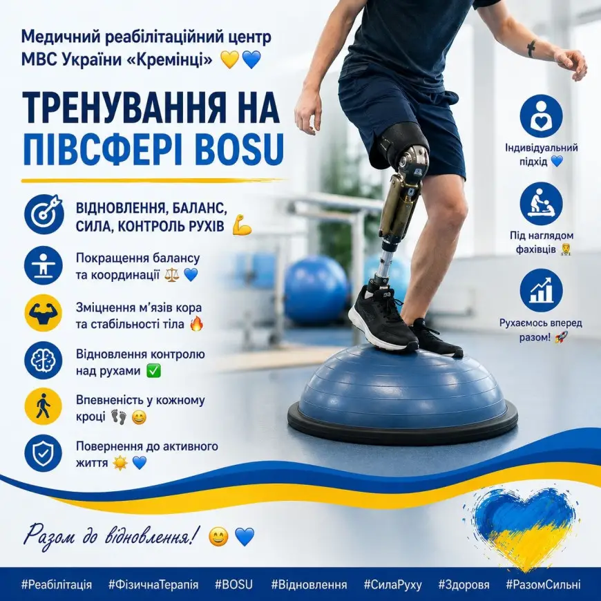 Зображення для новини Тренування на півсфері BOSU — відновлення крок за кроком!