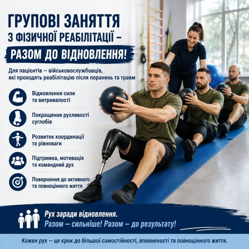 Зображення для новини Групові заняття — важлива частина відновлення військовослужбовців💪